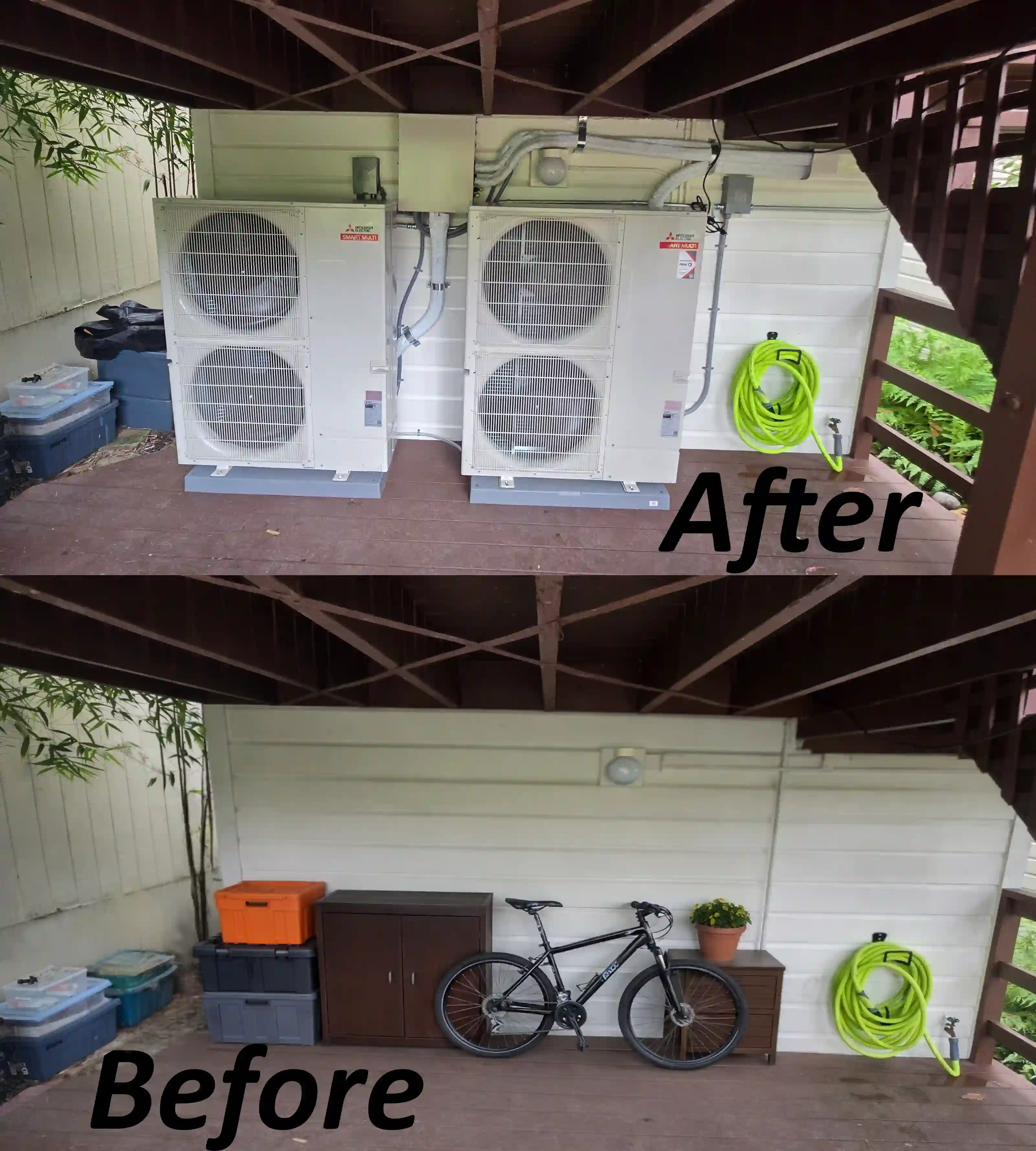 Mitsubishi heat pump outdoor unit installation — San Francisco